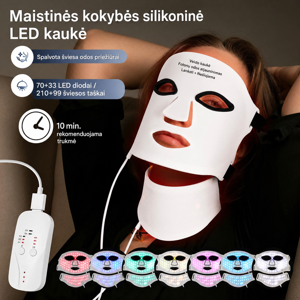 Silikon LED Yüz ve Boyun Maskesi