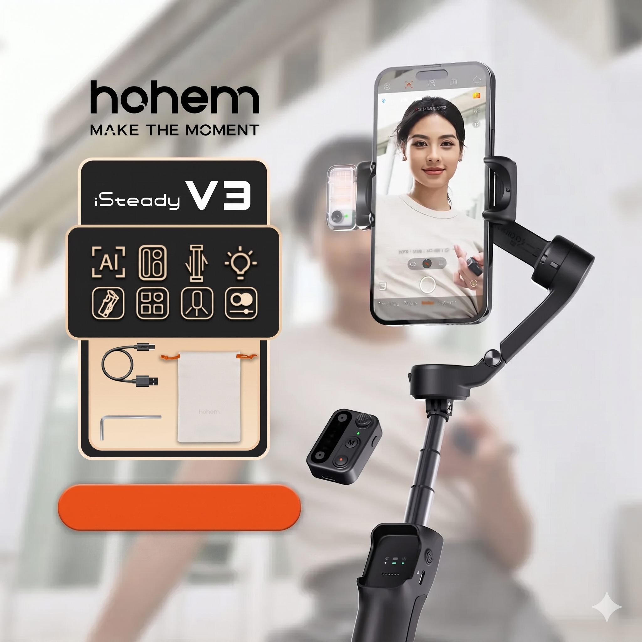 Hohem V3 Akıllı Telefon Sabitleyici – Çekimlerinizi Profesyonel Yapın!