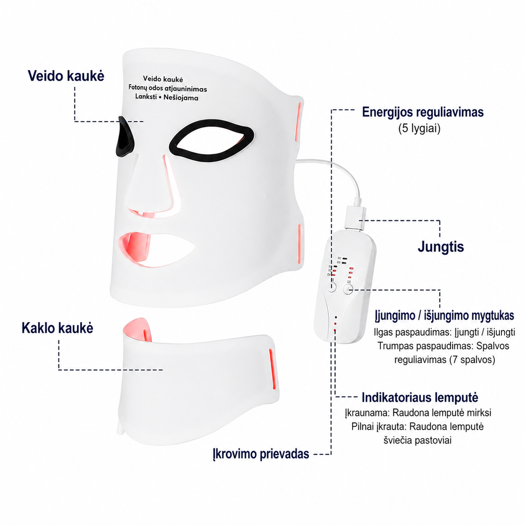 Silikon LED Yüz ve Boyun Maskesi